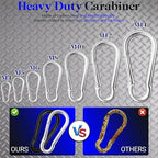 5 Pack 5.5" Heavy Duty Carabiner Clips, M14 Sliver Galvanized Steel Spring Snap - Image 4