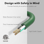 BN-LINK Outdoor Extension Cord 1 to 3 Splitter, Max 13 ft Extension, 16/3 SJTW - Image 5