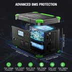 500W Solar Generator with 100W Foldable Solar Panel, Portable Power Station - Image 3