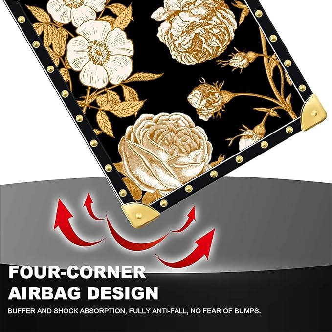 Compatible with iPhone 16 Pro Case, Blooming Rose Golden Flower Luxury Golden - Image 7