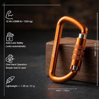 FresKaro 3inch 12kN-2698lbs Auto Locking Carabiner Clips, Solid D Shape - Image 2