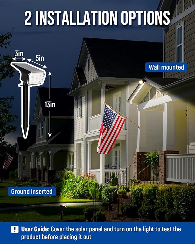 AUDERWIN Solar spotlights Outdoor 63 LED 3 Lighting Modes, IP65 Waterproof - Image 5
