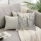 TKS MITLAN Mountain Ski Lift Pillow Cover 18x18 inch Sketch White Wintertime - Image 5