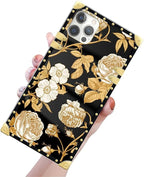 Compatible with iPhone 12 Pro Max Case, Blooming Rose Golden Flower Luxury - Image 3