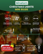 Minetom 100 Count 20 Feet Christmas String Lights, Incandescent Bulb Mini Lights - Image 3