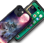 for iPhone 13 Case, Star Two Wolfs Howling Pattern Graphic Design Girl Boy Soft - Image 3