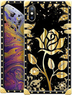 Compatible with iPhone XR Case, Shine Gold Rose Luxury Golden Decoration by Unknown