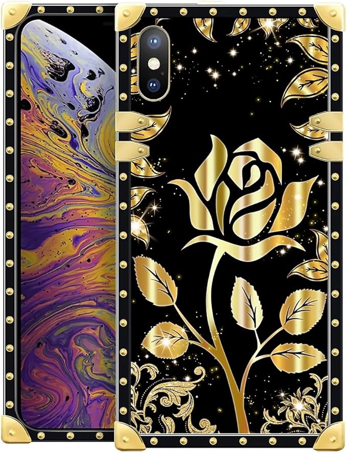 Compatible with iPhone XR Case, Shine Gold Rose Luxury Golden Decoration by Unknown