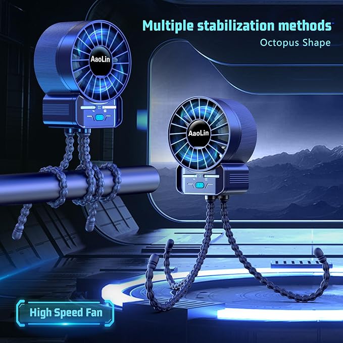 multifunctional USB rechargeable portable stroller small fan 4 speed 6600rpm - Image 2