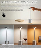 Silver Cordless Table Lamp Rechargeable - Image 5