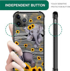 for iPhone 11 Pro Max Case, Cute Little Elephant Sunflower White Line Art - Image 6