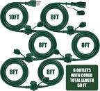 50Ft Outdoor Extension Cord Multiple Plugs- Evenly Spaced 6 Outlets Plugs - Image 2