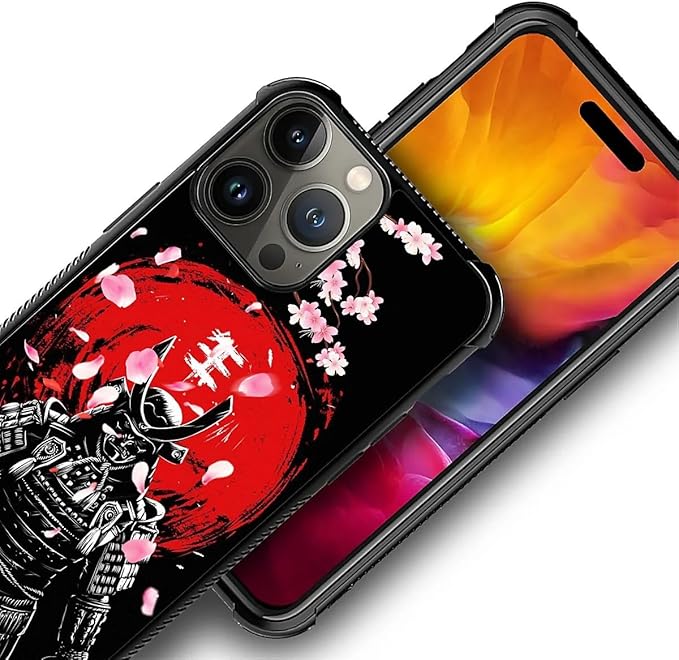 for iPhone 15 Pro Case, Sakura Japanese Samurai Pattern Graphic Design Girl Boy - Image 4