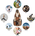 Cow Print Crossbody Sling Bags for Women Men Abstract Leather Texture Closeup - Image 5