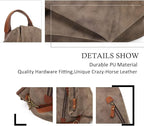 KL928 PU Leather Vintage Backpack – Large Casual Daypack Outdoor Travel - Image 3
