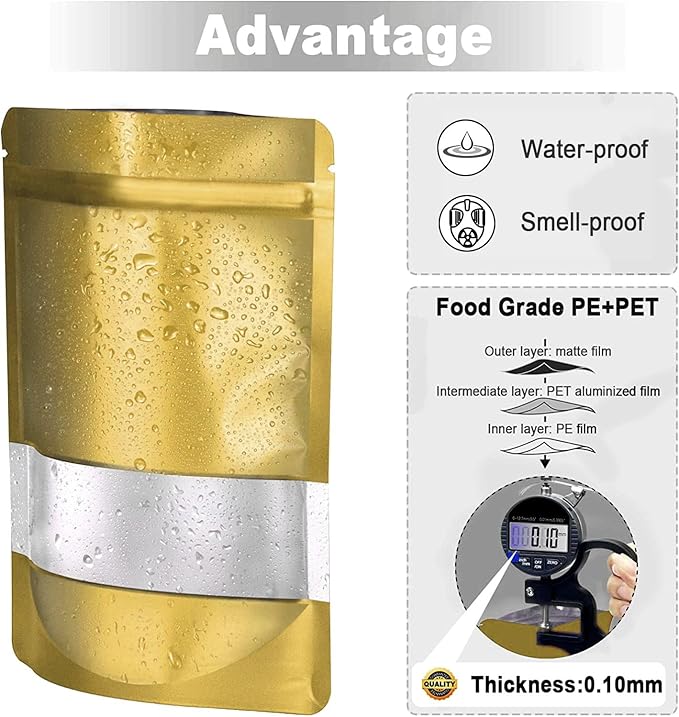 5.9"x8.6" 120pcs Mylar Bags for Food Storage, Smell Proof Bag - Image 5