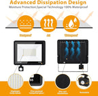 YANYCN 2 Pack 100W LED Motion Sensor Flood Light, Dusk to Dawn, IP66 Waterproof - Image 3
