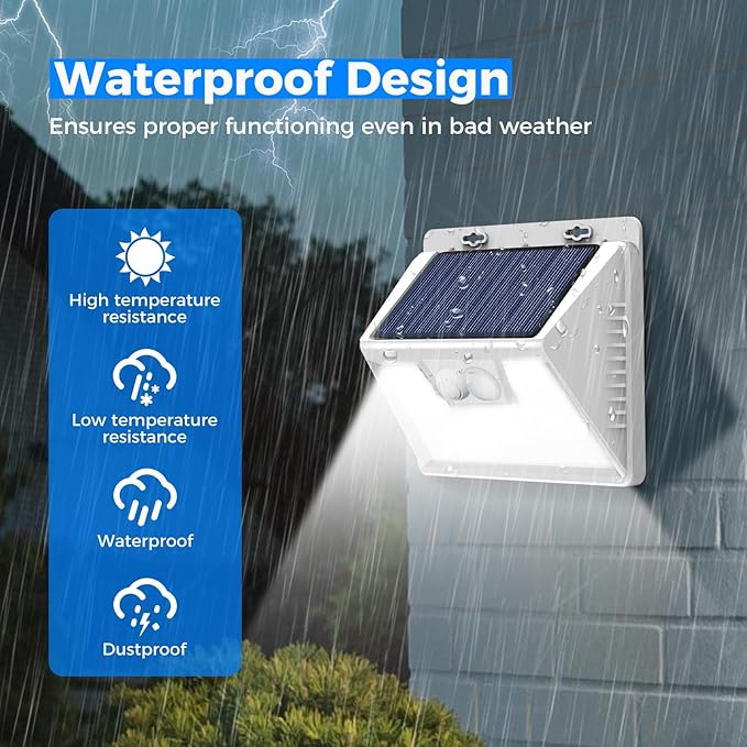Peasur Solar Lights Outdoor Waterproof, Solar Powered Fence Wall Light - Image 4