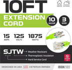 Iron Forge Cable 10 Gauge Extension Cord 10 ft, 10/3 Heavy Duty Extension Cord - Image 2
