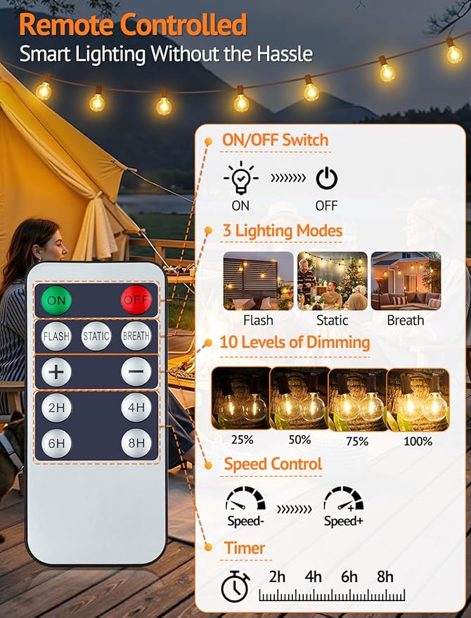 Larkvue 25FT Solar String Lights Outdoor - Image 3
