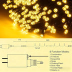 Home Lighting 66ft Christmas Decorative Mini Lights, 200 LED Green Wire Fairy - Image 3