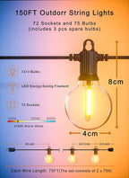 Zuske Outdoor String Lights, 150FT Patio Lights - Image 5