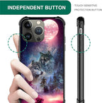 for iPhone 14 Pro Case, Star Two Wolfs Howling Pattern Graphic Design Girl Boy - Image 3