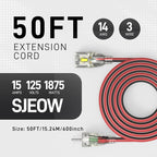 50FT Medium Duty Outdoor Extension Cords, 14/3 Gauge Electrical Wire Cable - Image 2