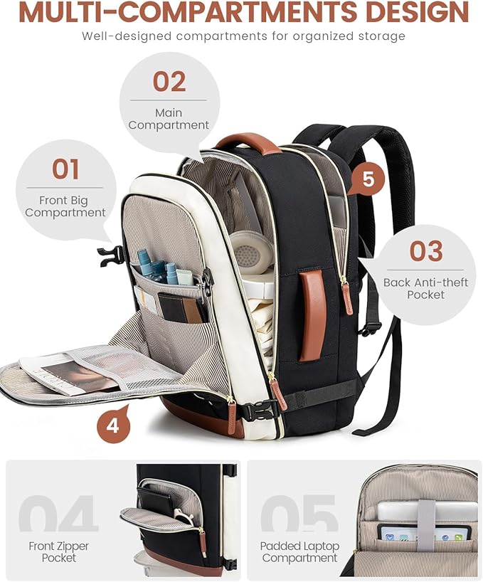 LOVEVOOK Carry On Backpack, 50L Large Travel Backpack - Image 4