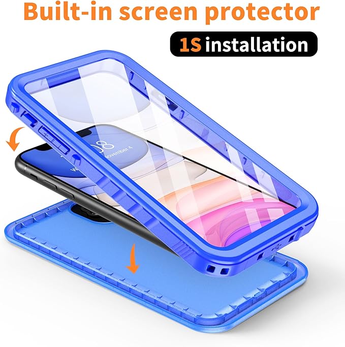 Cozycase Compatible with Waterproof iPhone 11 case, Built-in Screen Protector - Image 3