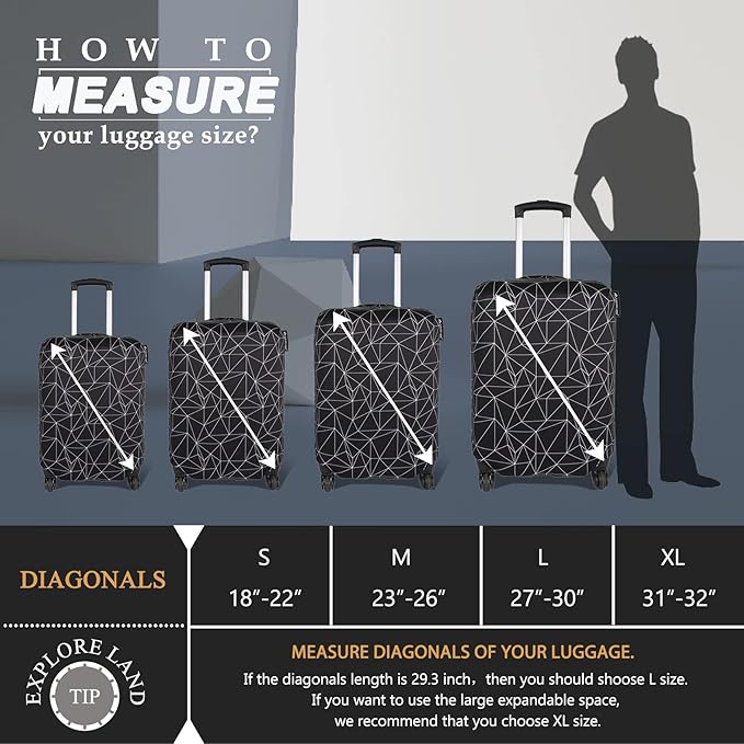 Explore Land Travel Luggage Cover Suitcase Protector Fits 23-26 Inch Case - Image 5