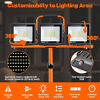 22000 Lumen Work Lights with Stand, 3 Head Portable LED Work Light, with - Image 2