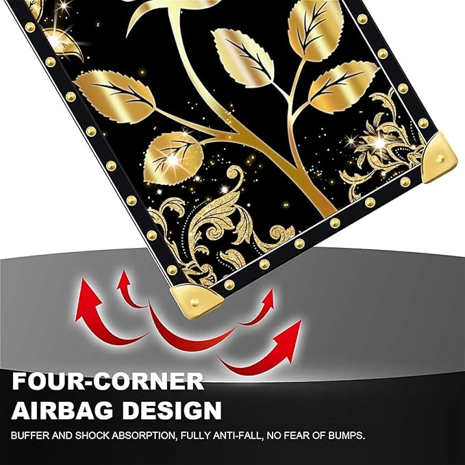 Compatible with iPhone 16 Pro Case, Shine Gold Rose Luxury Golden Decoration - Image 7