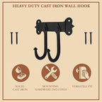 Mystic Colonial Rustic Cast Iron Wall Hanger – Heavy Duty Retro Utility Hooks - Image 2