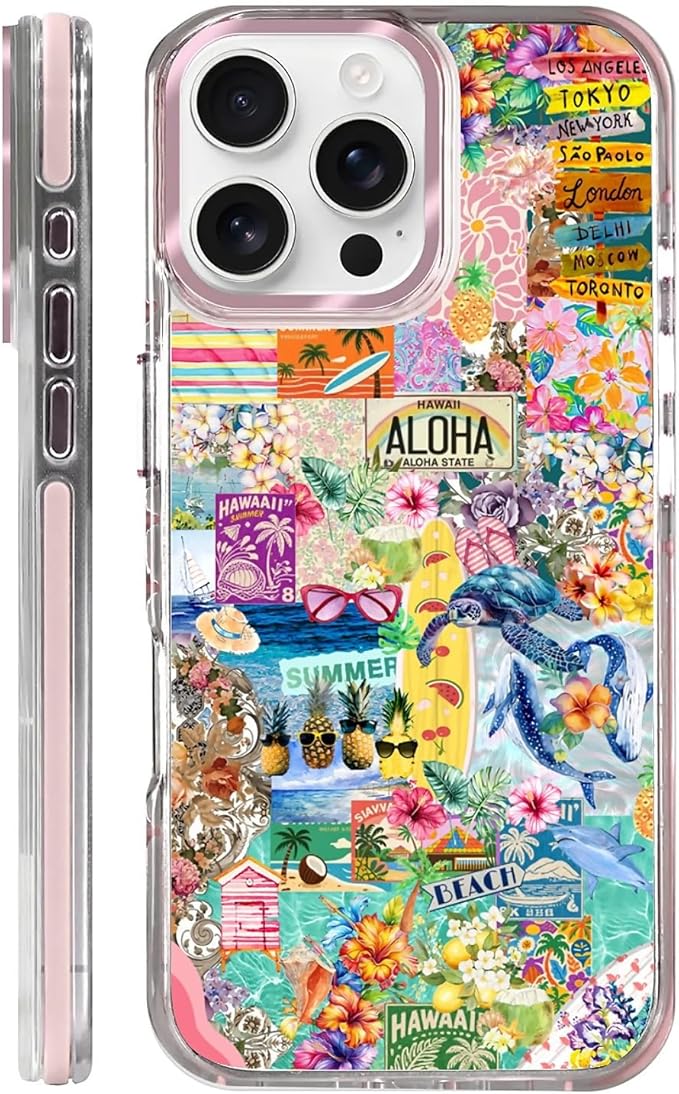 Case for iPhone 16 Pro, Hawaii Aloha Cover Coastal Beach Collage Phone Case by Toulas