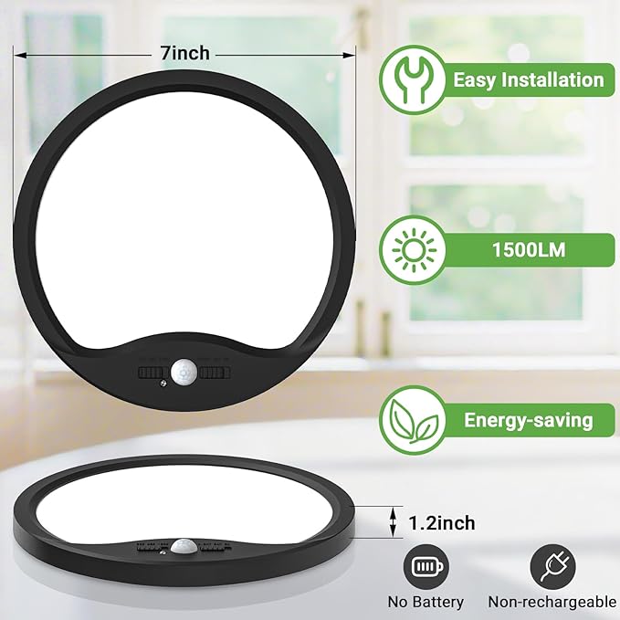 zemty 4Pack 7inch Motion Sensor Ceiling Lights Wired, 15W 1500lm 3CCT/3 - Image 5