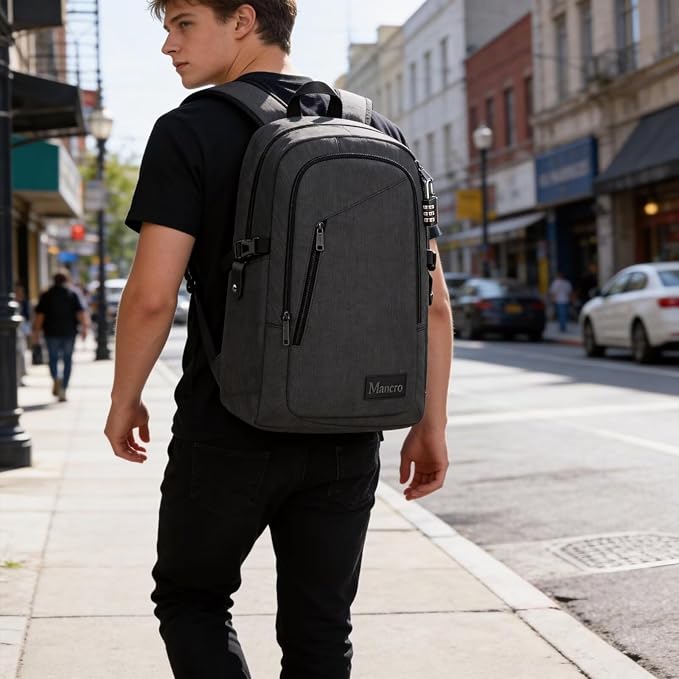 Mancro Business Travel Laptop Backpack, Anti Theft Slim Laptop Bag - Image 5