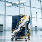 ANNA QUEEN Blue Abstract Marble Travel Luggage Cover -Stretchable Airplane - Image 9