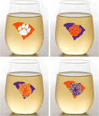 Wine-Oh! Set of 4 Shatterproof Designer 16 oz Plastic Wine Glasses MADE in the by Unknown