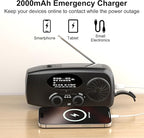 Weather Emergency Radio, Portable Solar AM/FM/NOAA Hand Crank Radio, Cell Phone - Image 3