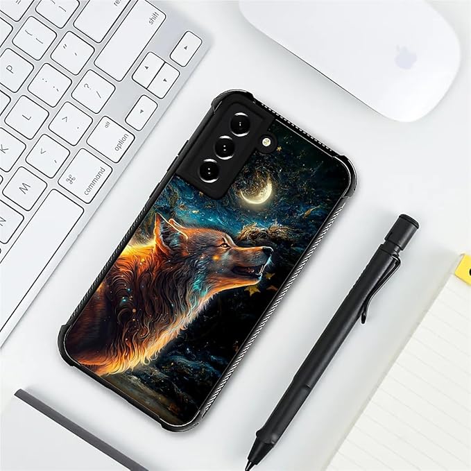 for Samsung Galaxy S21 FE Case, Star Cave Hungry Wolf Pattern Graphic Design - Image 7