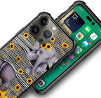 for iPhone 14 Pro Max Case, Cute Little Elephant Sunflower White Line Art - Image 2