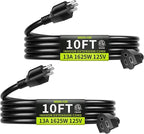 10 FT 13A 1625W 16/3 Black Extension Cord, Indoor Extension Cord by Seeklyze