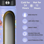 mininoo Water Bottle with Straw Lid, 24 oz Insulated Stainless Steel Double - Image 2