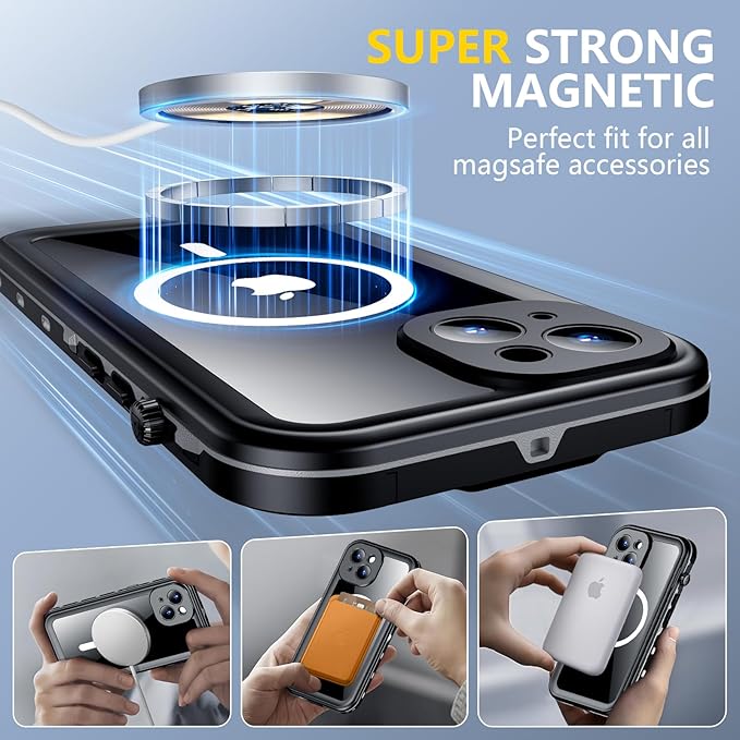 Red2Fire for iPhone 14 Case Waterproof, Phone Case 6.1" Black/Clear - Image 4