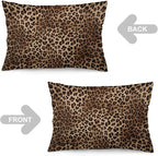 Brown Leopard Throw Pillow Covers Set of 2 Queen Size Black Cheetah Skin Wild - Image 3