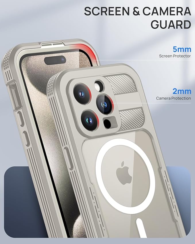 Lanhiem Magnetic for iPhone 15 Pro Case, IP68 Waterproof Dustproof Case - Image 7