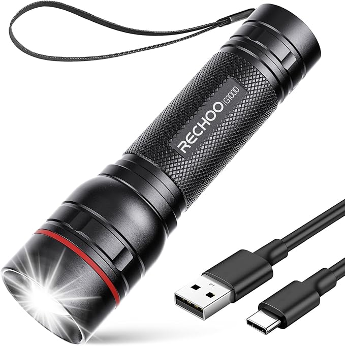 RECHOO Rechargeable Flashlights High Lumens, G1000 Super Bright Flash Light by RECHOO
