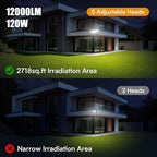 Onforu 120W 12000LM Dusk to Dawn Outdoor Lighting, 5 Heads Flood Lights Outdoor - Image 6