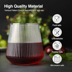 hotder Stemless Wine Glasses Set of 4, 12 oz Tritan Unbreakable, Vertical Design - Image 3